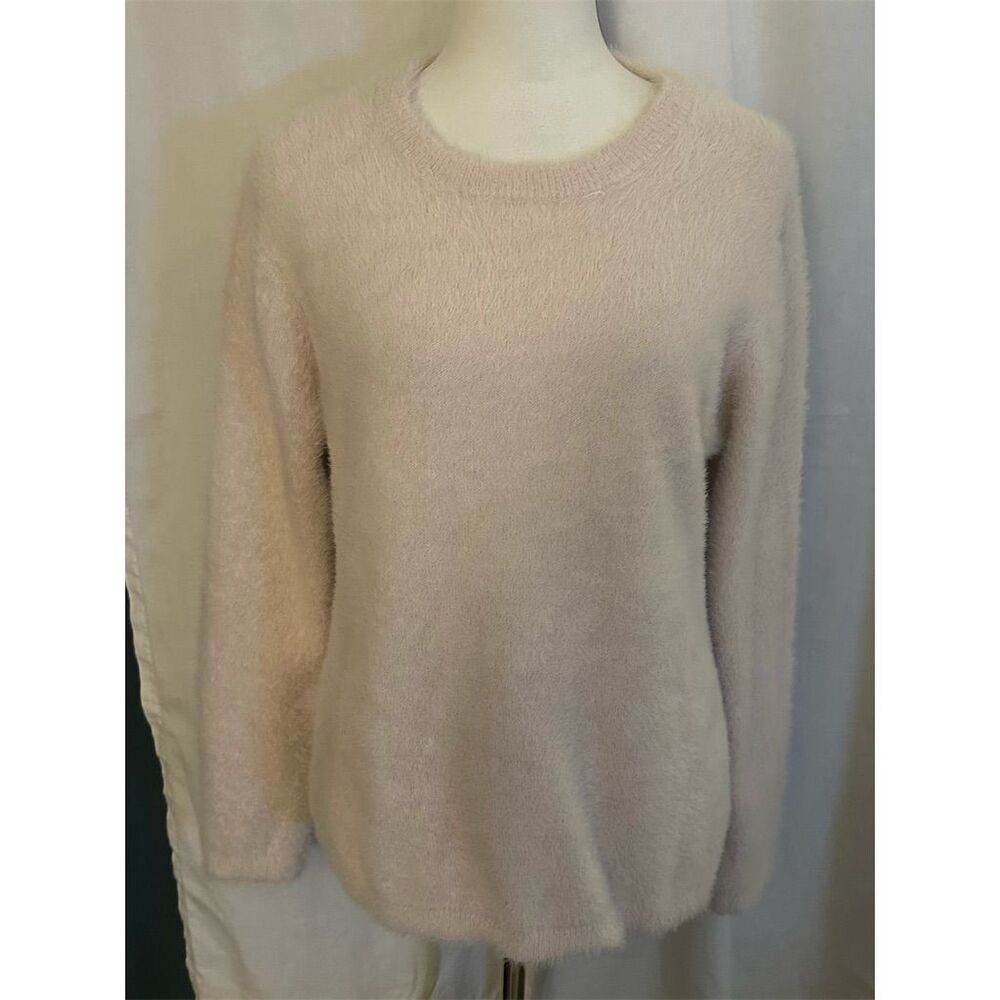 Ellen Tracy Women's Soft Fuzzy Pink Pullover Sweater Size L